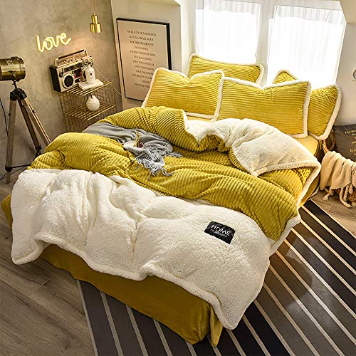 Ensemble de literie en polaire pour lit double comprenant housse de couette d'hiver et drap gris