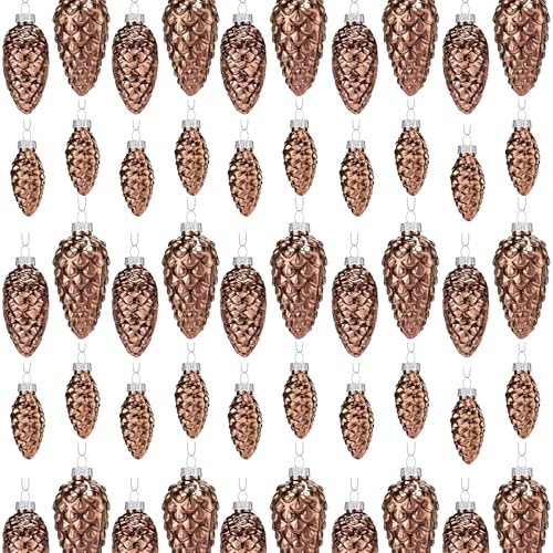 Sliner 48 Pcs Christmas Pinecone Ornament Glass Pinecone Bulk for