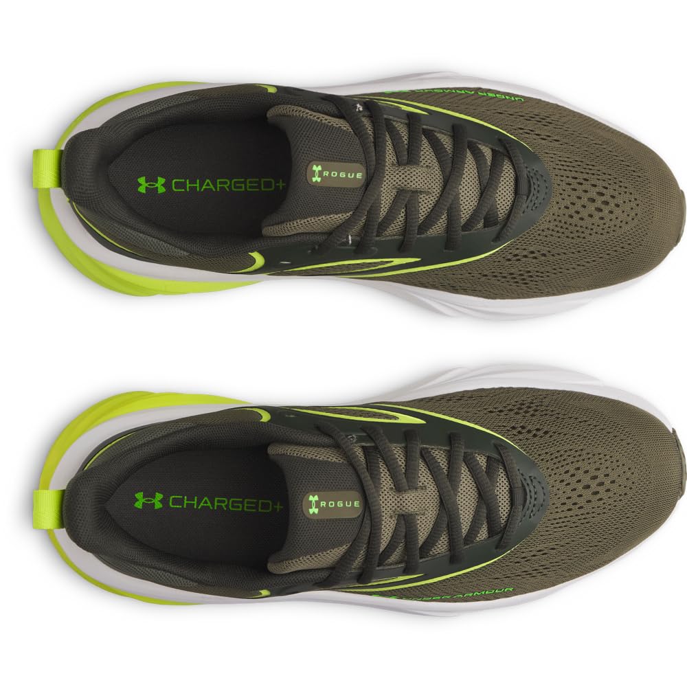 Under Armour Herren Charged+ Rogue 6 Laufschuhe, (390) Marine Od Green/Green Citrin/Cyber Green, 12 – Ansicht 4