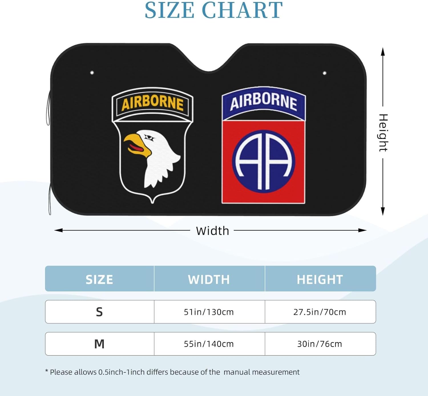 WW2 US Paratrooper 101st Airborne 82nd Airborne Foldable Car Windshield Sunshade Blocks Heat and Sun Glare Uv Rays