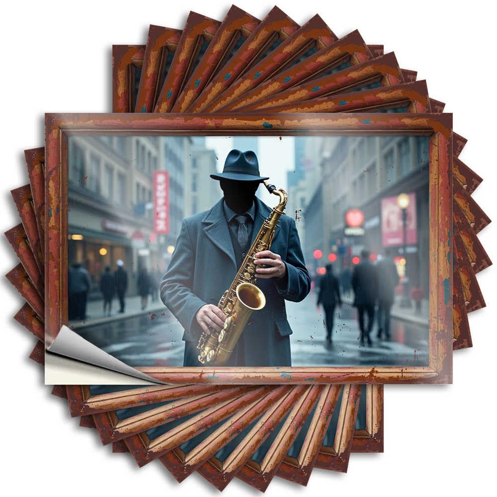 Fzfn Colour Inspirational Stickers, Unique Home Decor Tumbler Anonymous Saxophonist In The Rainy Cityscape | Funny Quote Outside Decals(8X12cm)