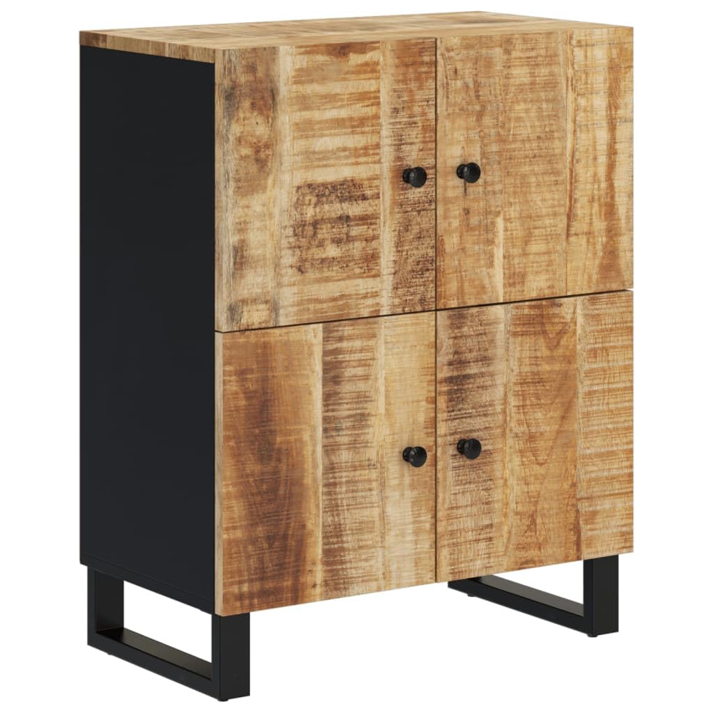 Aparador de madera maciza de mango, cómoda con patas de hierro, armario compacto para salón, pasillo, aparador de madera maciza natural, 60 x 33 x 75 cm