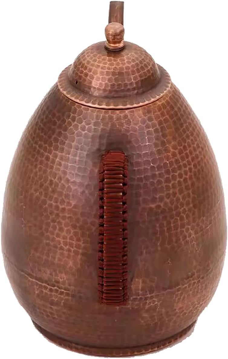 Handmade Solid Copper Tea Pot Kettle Stovetop Teapot 1mm Thick Hammered Fast Heating No Coating Inside (2000ML)