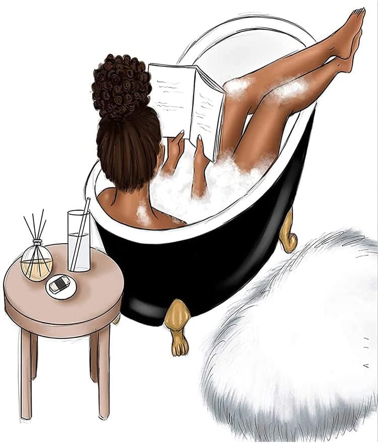 DVWIVGY Diamond Painting Kit 5D Full Diamond Painting by Numbers for Adults African American Black Women Relax and Enjoy The Time Art Gift 30x40cm/11.8x15.8 inch