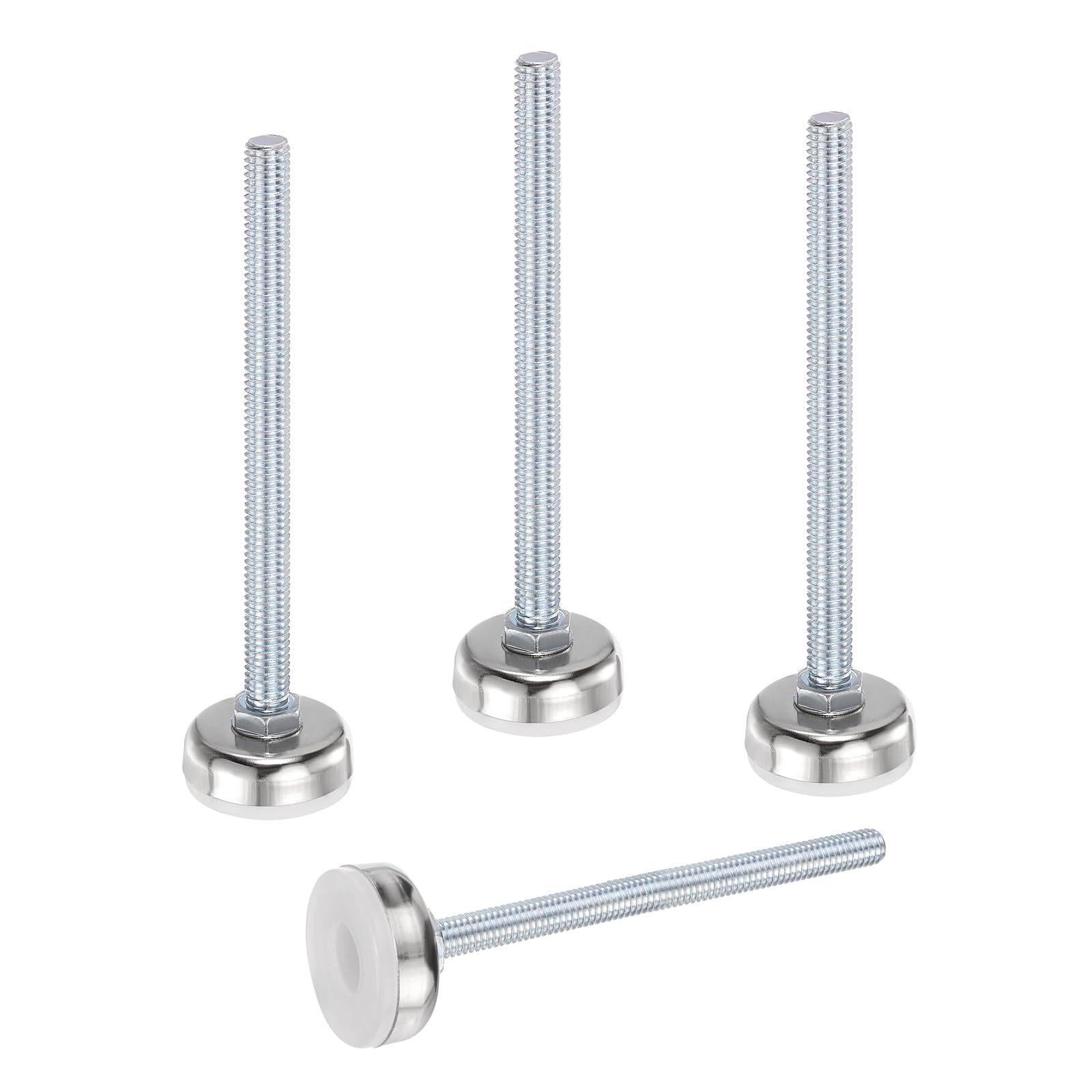 sourcing map 4Pcs Furniture Leveling Feet, 3/8"-16 x 3.5" x 1.4" Adjustable Metal Furniture Feet Levelers, Non-Slip Screw in Threaded Table Leg Levelers for Sofa, Chair, Cabinet, Table