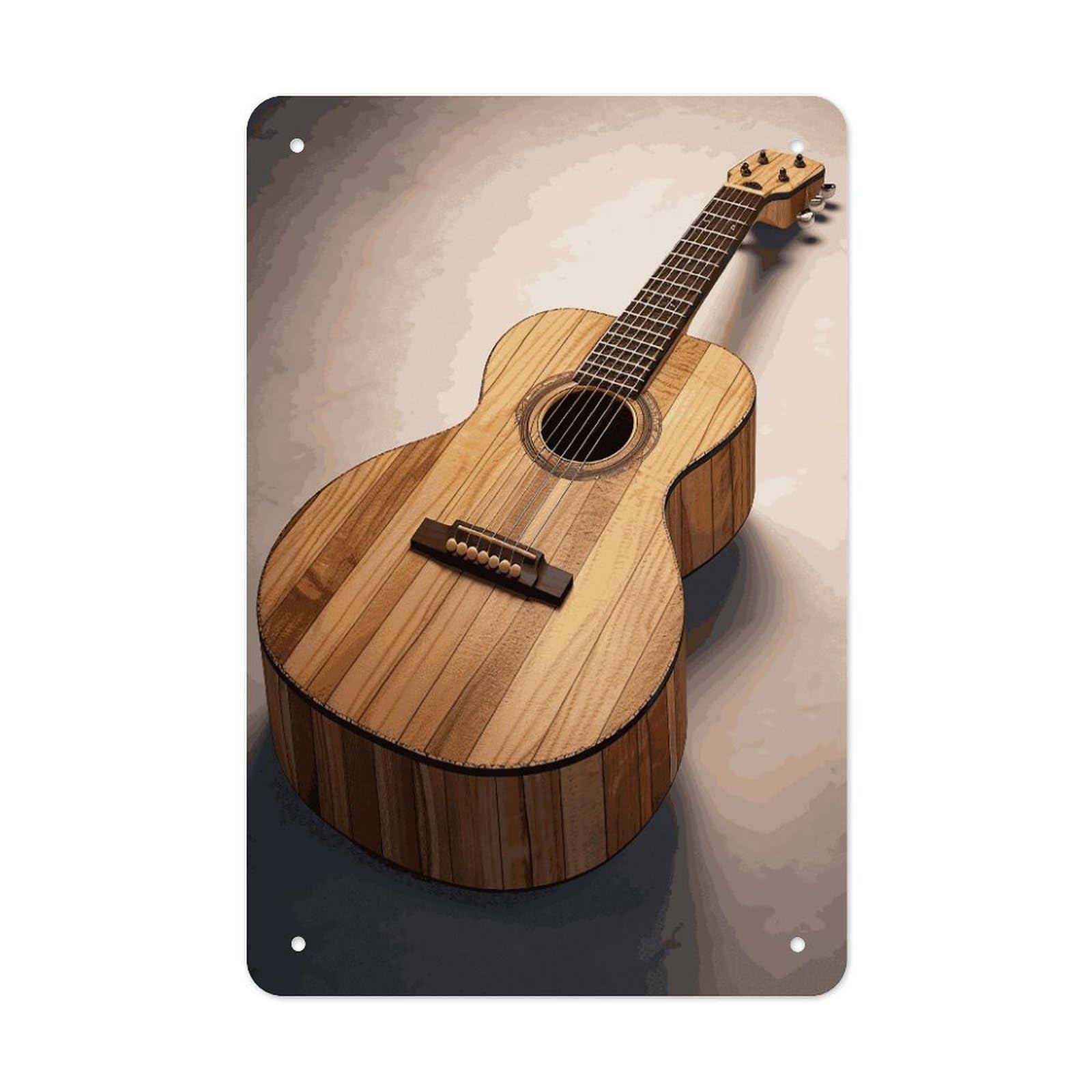 Btcowzrv Style Guitar Wooden Metal Tin Sign Wall Decor Hanging Plaque