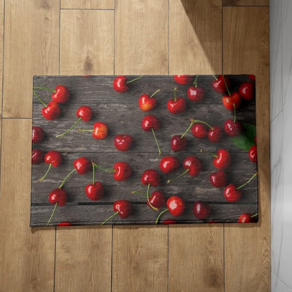 Tapis d'entrée XXL grande taille cerises pour protéger efficacement les sols de couloir