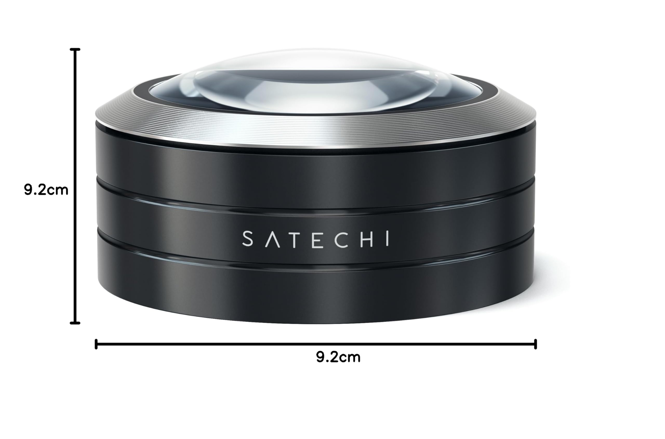 SATECHI lupa biurkowa LED ReadMate, powiększenie 5×, czarna | 3 diody LED, osłona ochronna i etui podróżne, do czytania i pracy