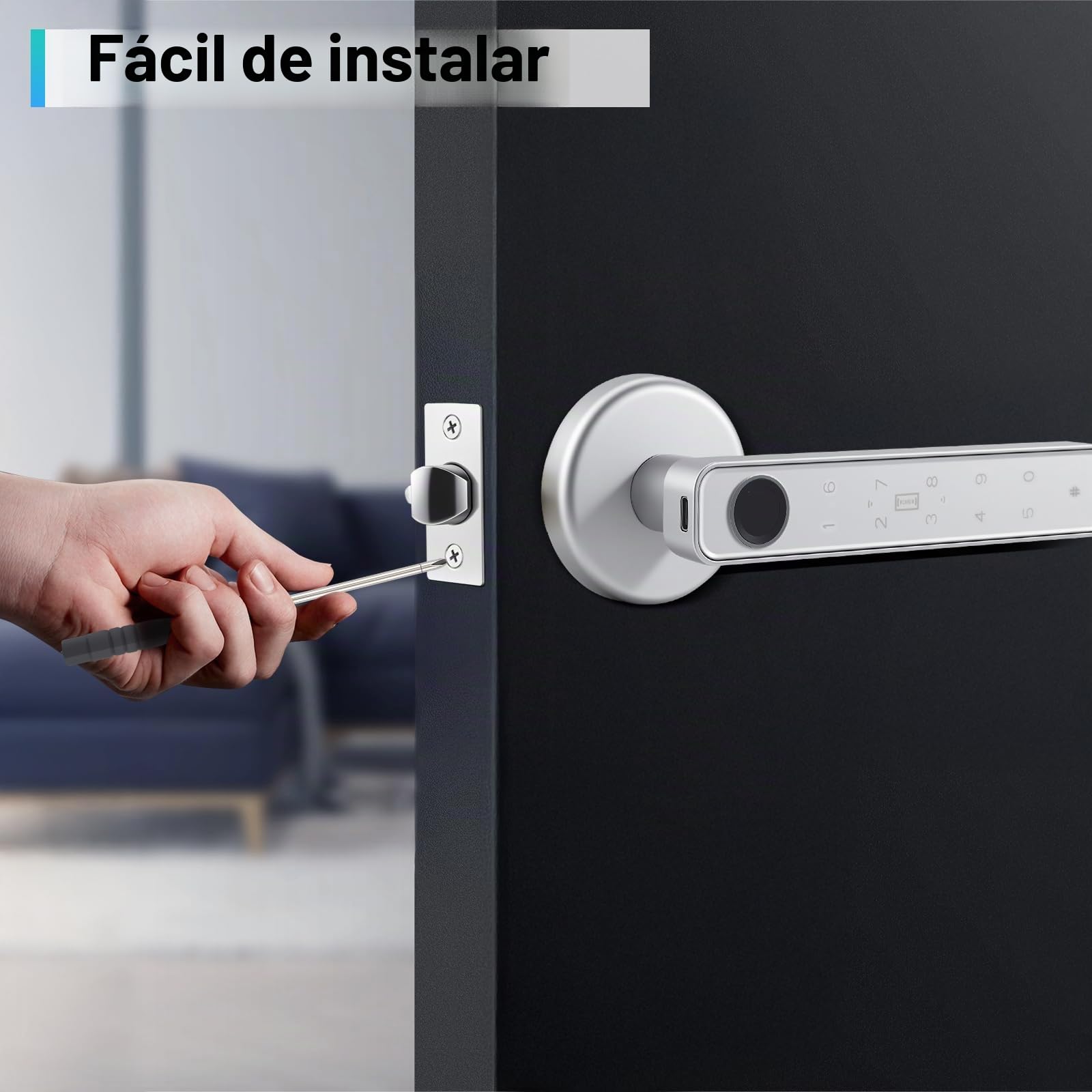 Cerradura de puerta inteligente eléctrica con huella dactilar, Smart Lock para puerta interior, cerradura electrónica con Bluetooth, contraseña, aplicación, tarjeta IC y llave de emergencia para la