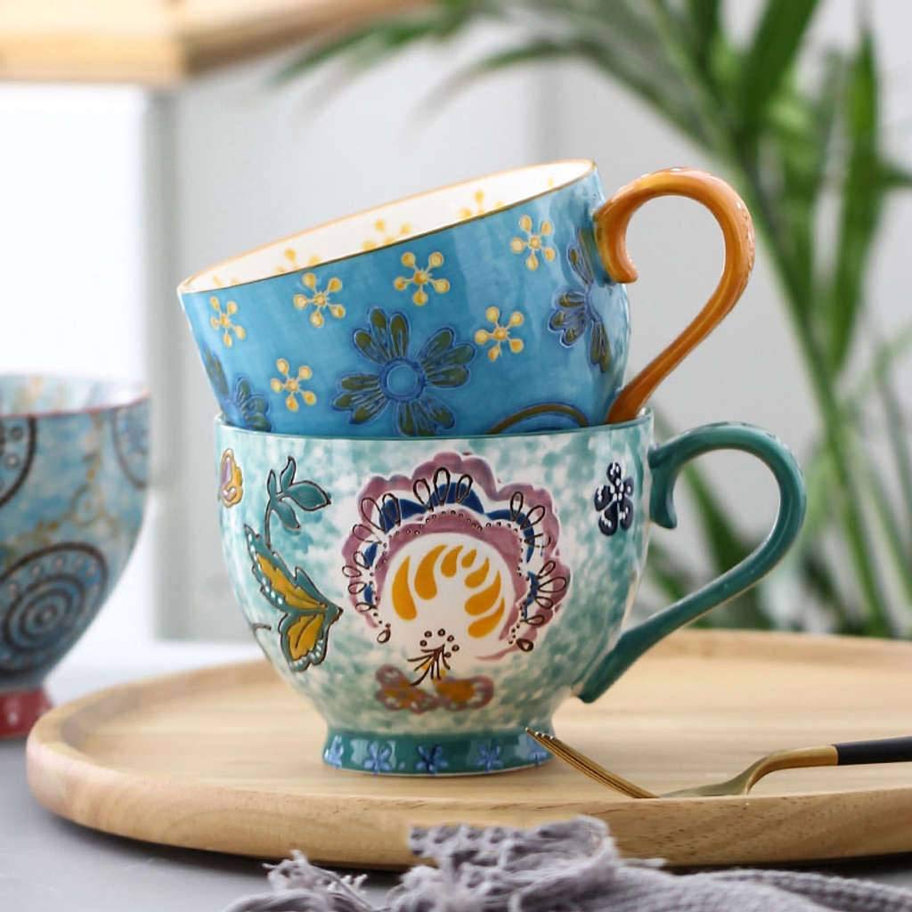 Miska do zupy z uchwytem, 490 ml, miski do zupy, kubek na śniadanie, płatki śniadaniowe, lody w Chinach, porcelana, ceramika, kuchnia, Maroko, duże kolory, prezent, F