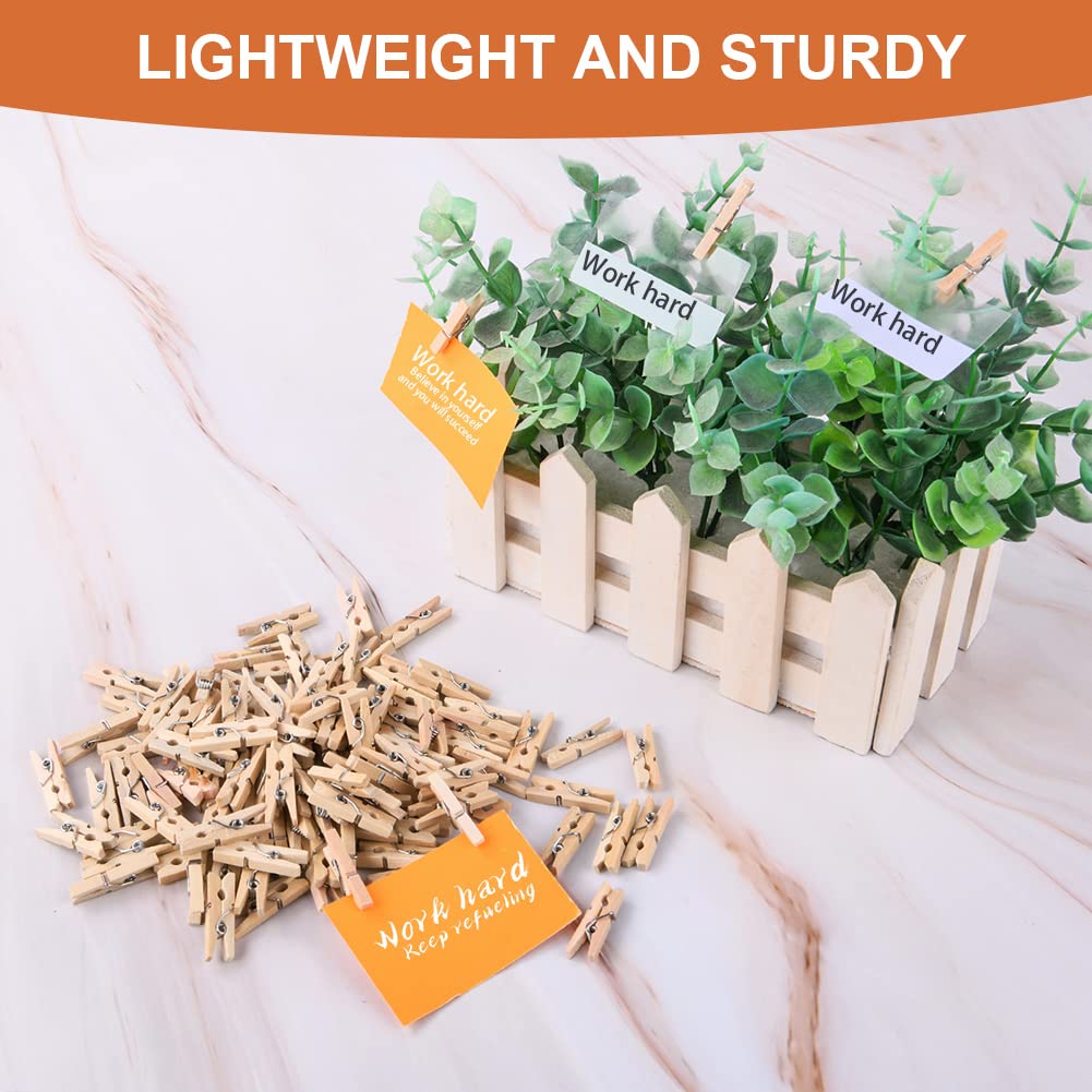 Vicloon Mini Wooden Peg, 110pcs Mini Pegs for Arts and Crafts Tiny Clips for Photo Wall Home School Wedding Decoration, 2.5cm - Image 4