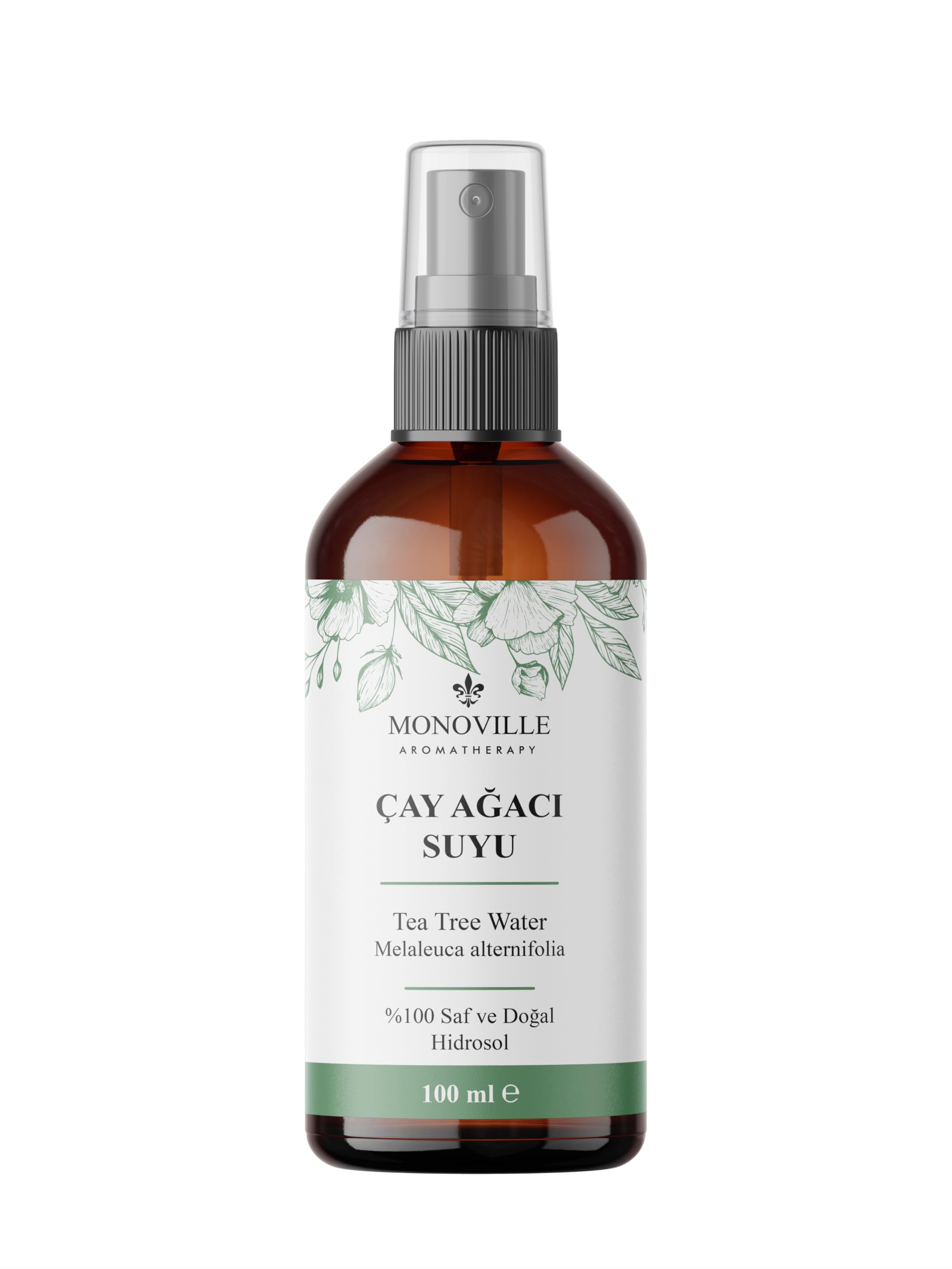 Monoville Çay Ağacı Suyu 100 ml Cam Şişe%100 Saf ve Doğal (Tea Tree Water)