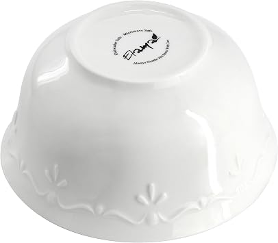 Elama Henryi 16 Piece Embossed Rim Detail Porcelain White Dinnerware Set, Tableware Set, Serveware (16 Piece)