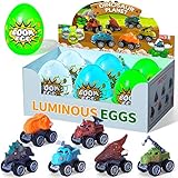 6 Pack Prefilled Easter Eggs with Dinosaur Trucks for Toddlers, Easter Basket Stuffers for Boys and Girls,Dinosaur Eggs FToys for Kids 3 4 5 6 7 Years
