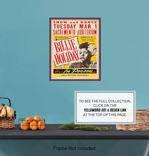 Miniatura 7 de Arte de pared de Billie Holiday - Póster de Billy Holiday - Carteles vintage de concierto de 8x10 - Arte de pared afroamericano - Regalos de músico