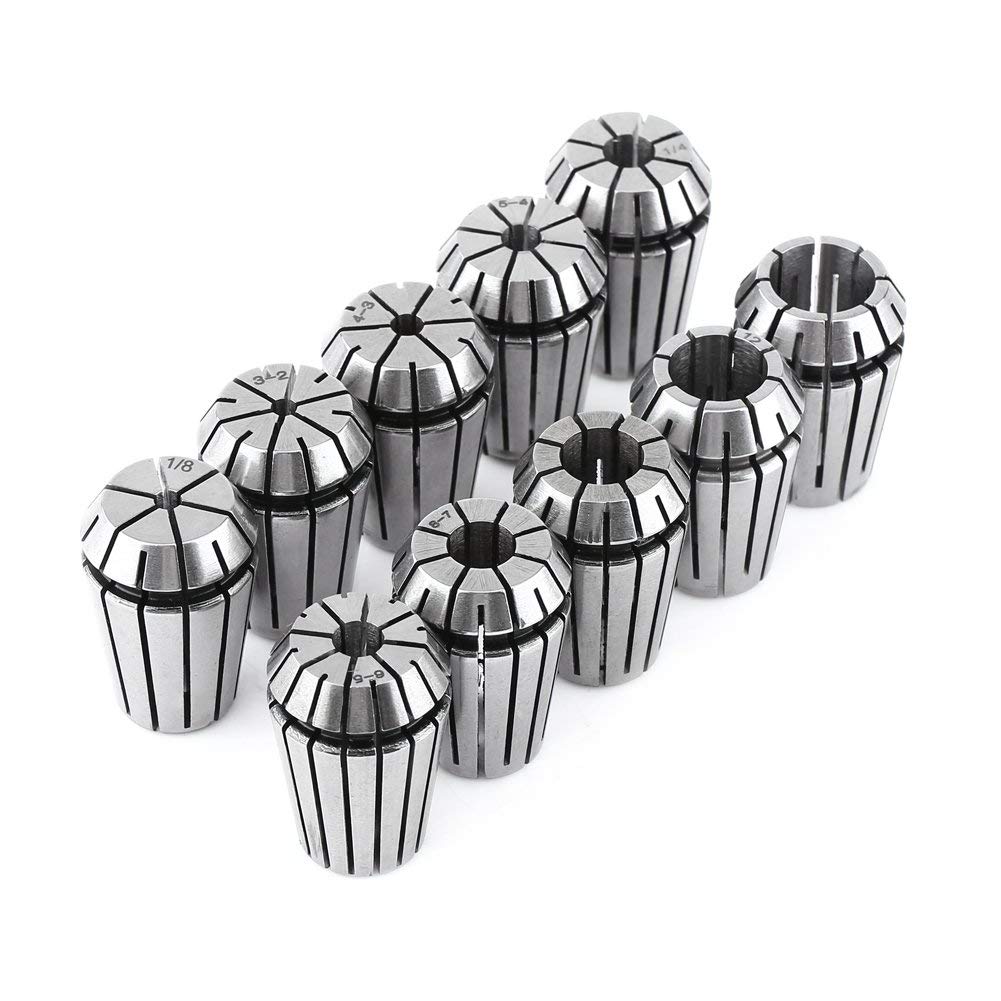 10 Pièces/ensemble ER20 ER11 Jeu de Pinces pour Outil de Tour de Fraisage de Gravure CNC 3mm 1/8" 4mm 5mm 6mm 1/4" 8mm 10mm 12mm 1/2"