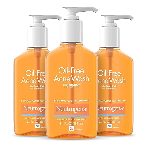 Neutrogena Oil-Free Acne Fighting Face Wash, Daily Cleanser with Salicylic Acid Acne Treatment, 9.1 Fl Oz (Pack of 3)