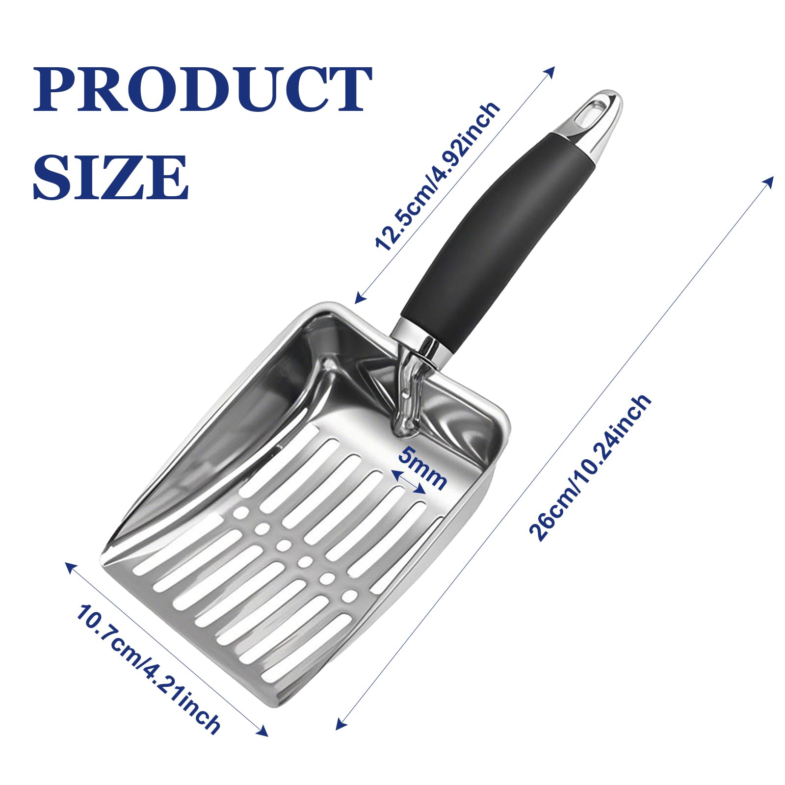 Stainless Steel Cat Litter Scoop,Pet Cat Stainless Steel Scoop,Metal Medium Cat Litter Scoop,Cat Poop Scoop,Metal Cat Litter Scoop Durable Large Litter Box Sifter for Balcony,Living Room,Courtyard - Image 2