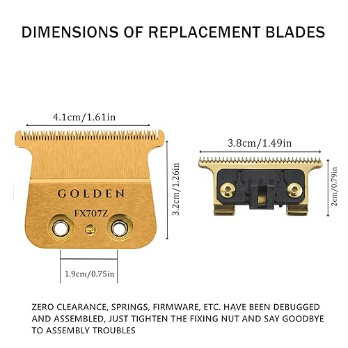 Miniatura 4 de Cuchilla DLC de repuesto compatible con BaBylissPRO FX787 Series y FX726, para recortadoras de cabello FX787 y LoPROFX FX726, Golden FX707Z