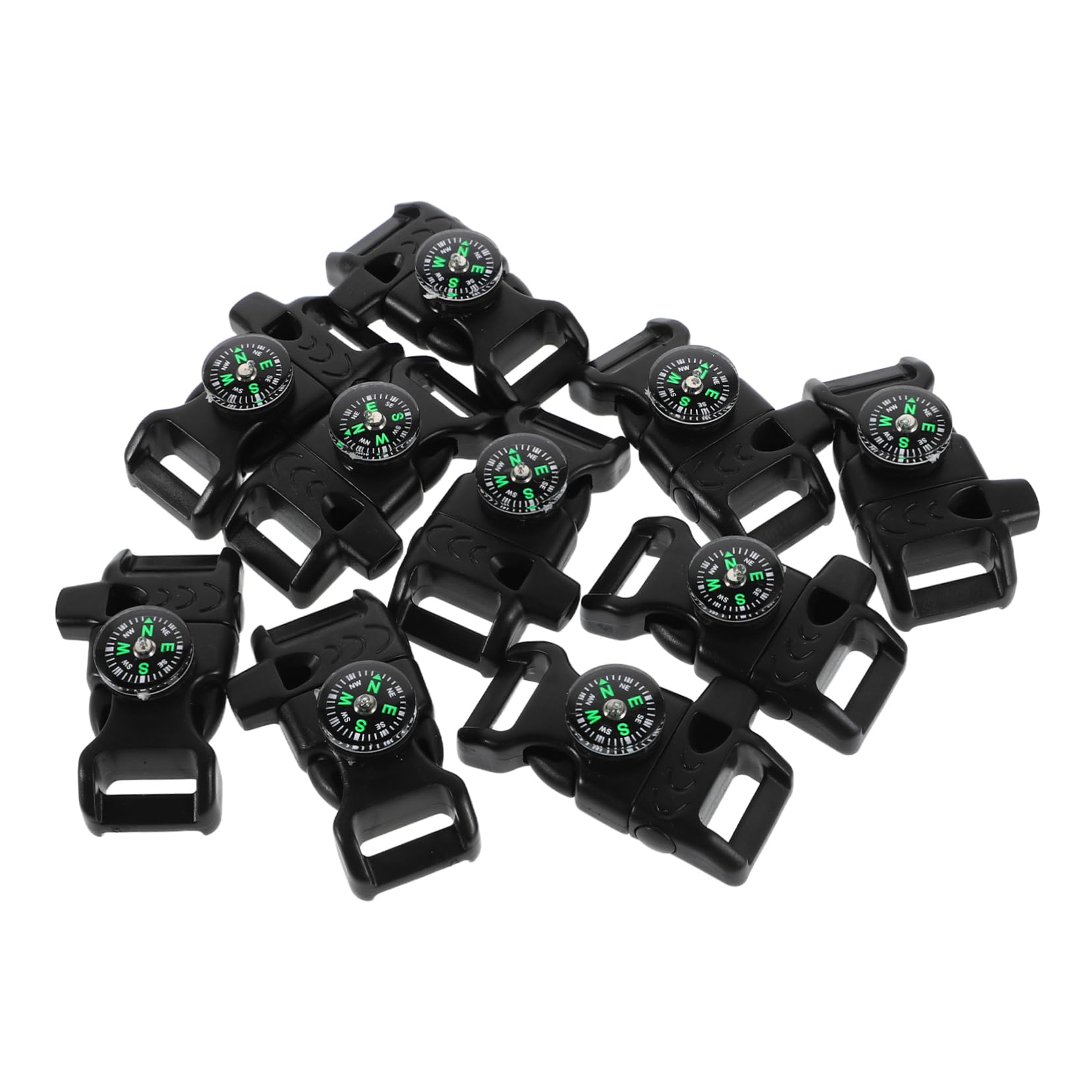 HONMEET 10pcs Mountaineering Safety Buckle Kit with Compass Whistle Essential Hiking Gear for Survival