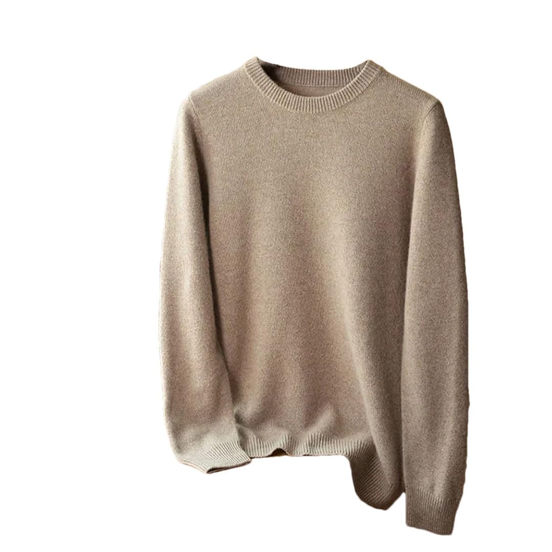 Suéter de cachemira de invierno para hombre, cuello redondo, grueso, 100% sólido, suéter de montaña