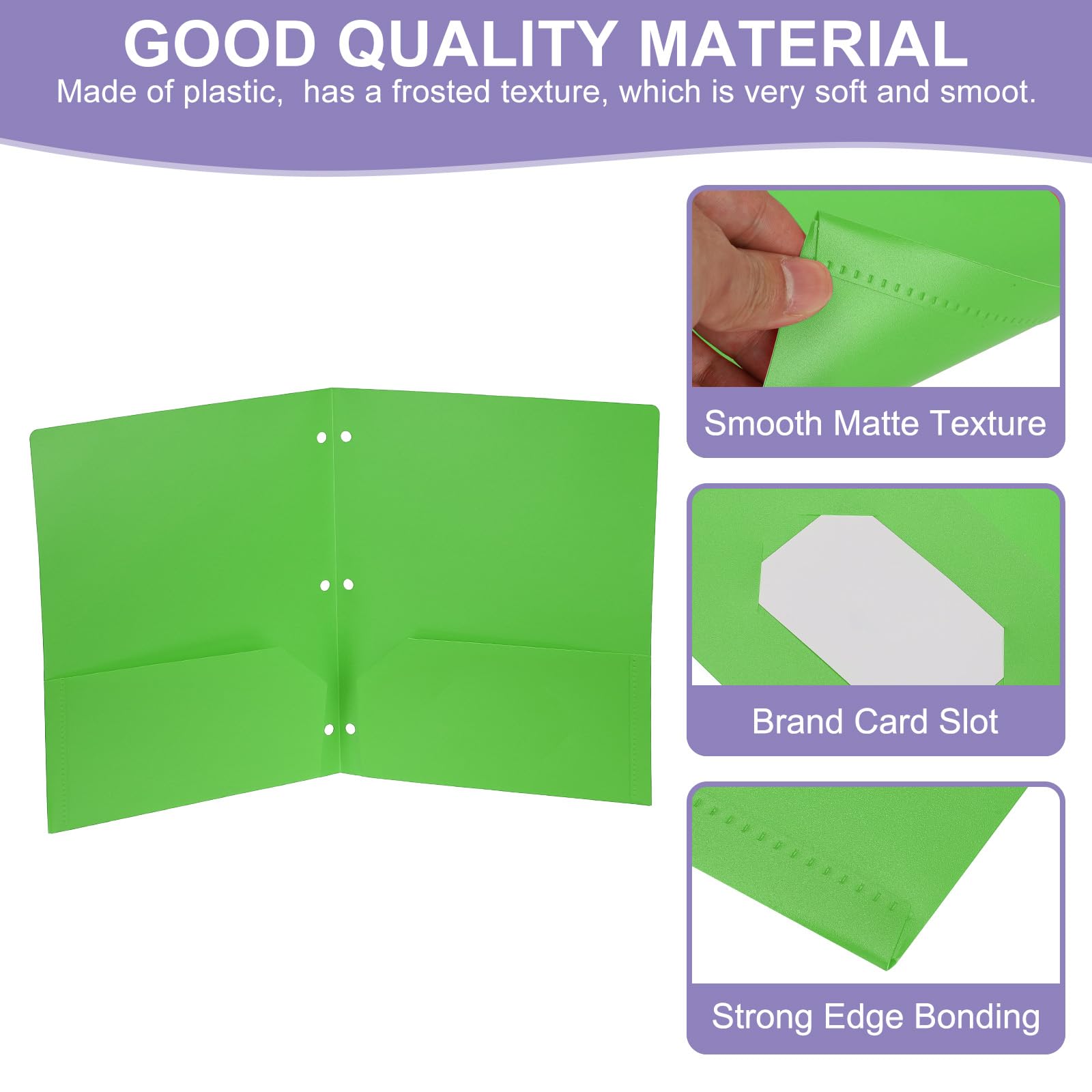 PATIKIL 24 Pcs Plastic Two Pocket Folders, 3 Hole Punch Durable Heavy Duty 2 Pocket File Folders - Image 3