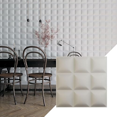 Ekena Millwork 19 58 pulgadas de ancho x 19 58 pulgadas de alto, clásico EnduraWall decorativo 3D, blanco satinado (cubre 2.67 pies cuadrados).