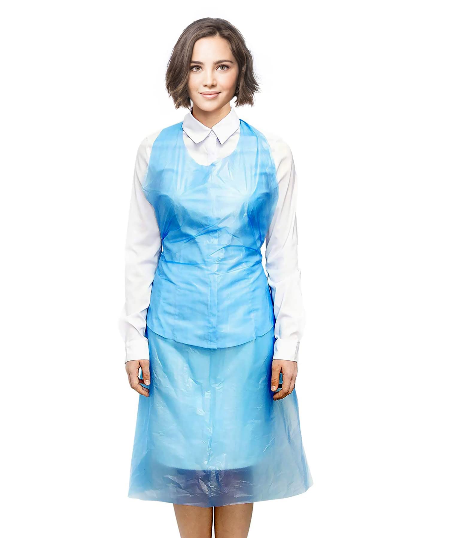 ABC Adult Disposable Aprons for Painting with Long Ties, Thin Poly Aprons Disposable, Unisex Plastic Aprons Disposable Adults