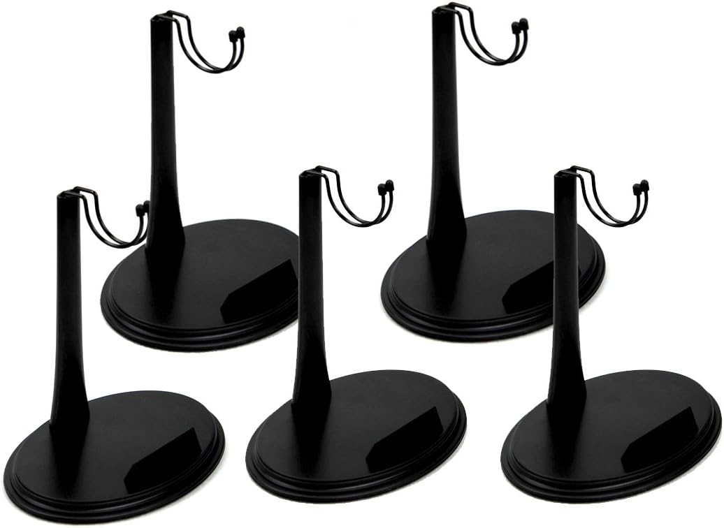 1/6 Scale Action Figure Base Display Stand U Type for 12 inches Hot Toys, Adjustable Height, Black, Pack of 5