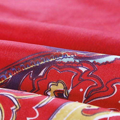 Vaulia Lightweight Microfiber Duvet Cover Set, Bohemia Exotic Patterns, Reversible Color Design, Blue/Red Multi-Color, Queen Size