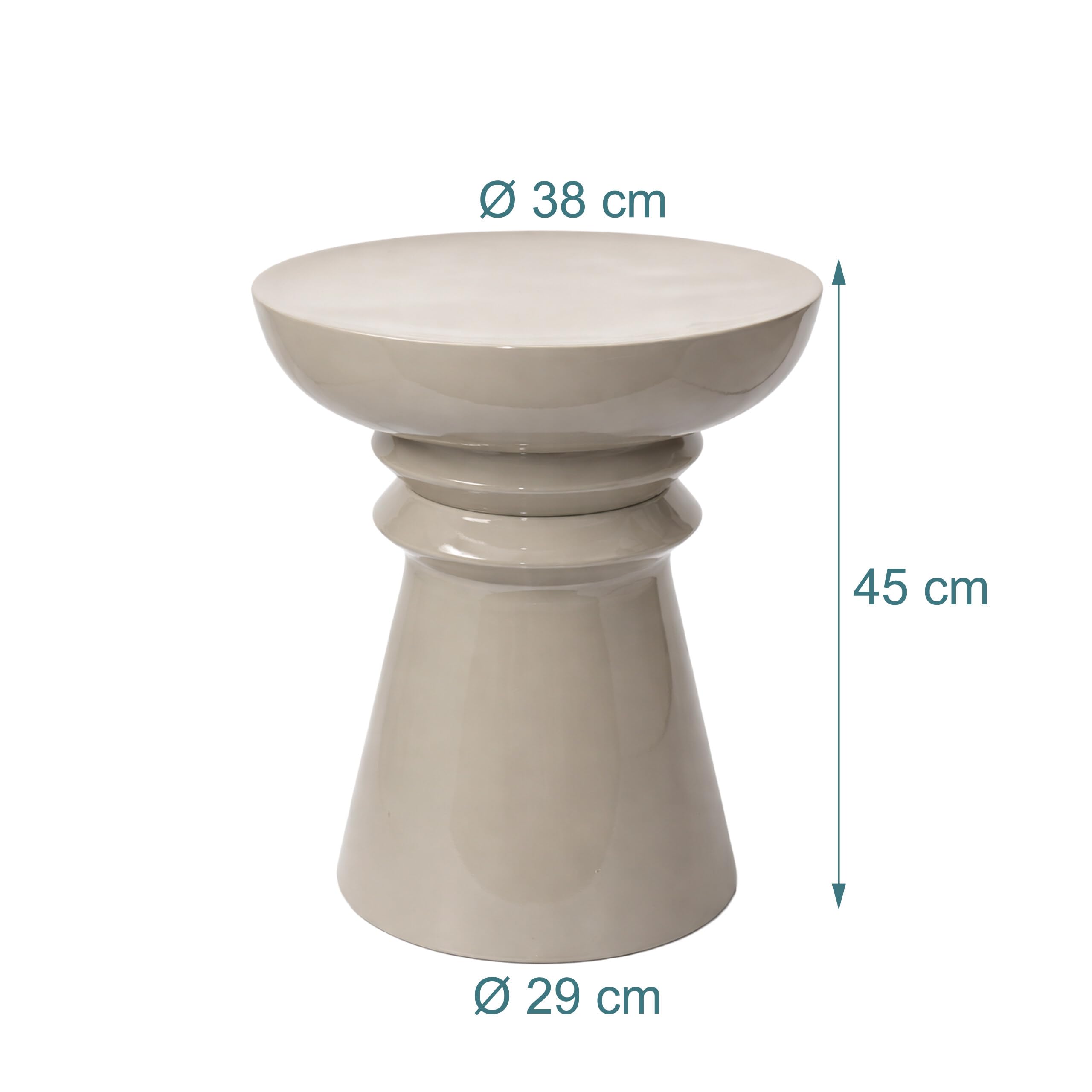 Relaxdays Table d'appoint et Tabouret en métal Beige, Design Conique, 45x38x38 cm