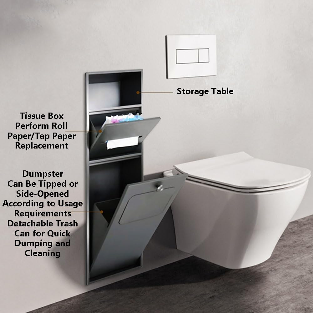 Nicchia Per Doccia In Acciaio Inossidabile, Mensola Per Stanza Incorporata, Nicchia Per Wc Per Bagno/Shampoo/Stoccaggio Di Prodotti Per L'Igiene Personale, Ripiani Per S,BIDHCKQ50064-Black-One Size