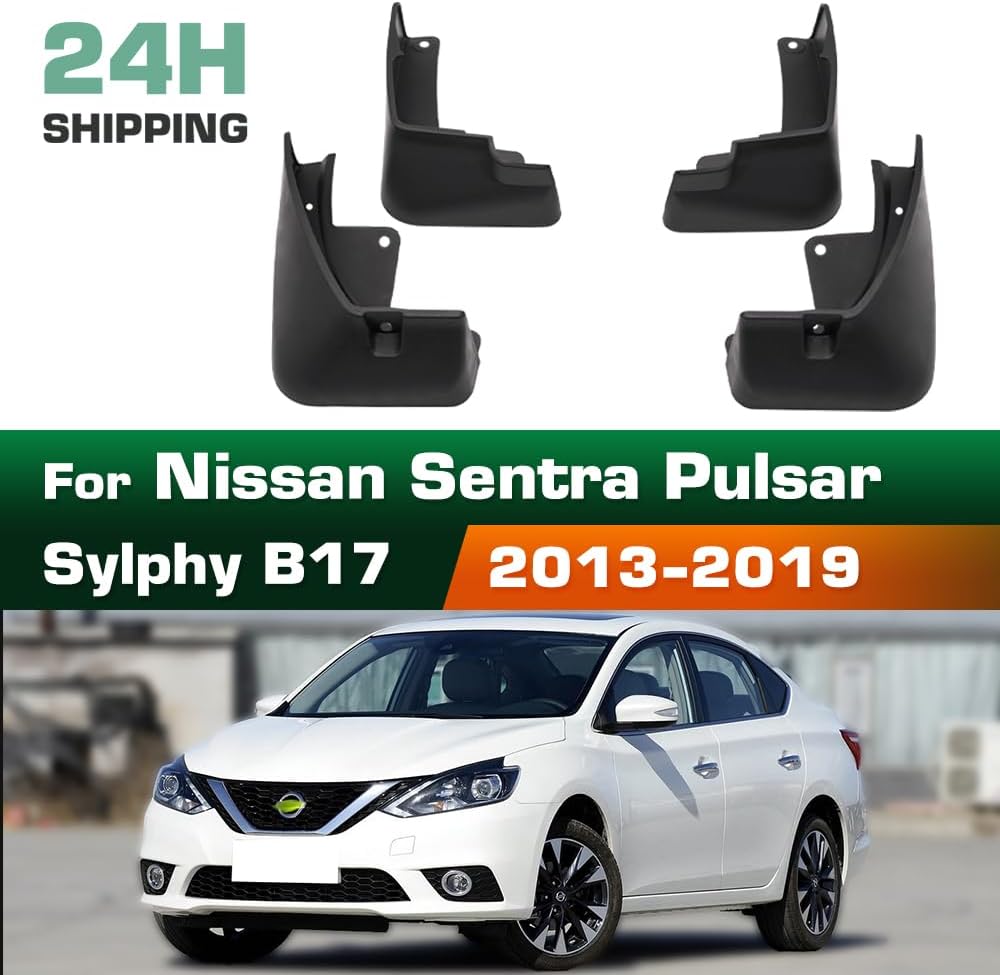 4PCS Car Mud Flaps Splash Guards Mudguards Car Mud Flaps Compatible with Nissan Sentra Pulsar Sylphy B17 2013 2014 2015 2016 2017 2018 2019
