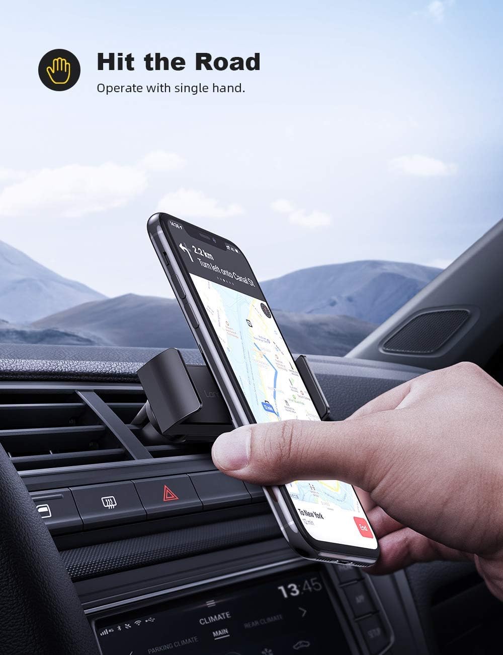 Lamicall Car Vent Phone Mount Holder Universal Air Vent Cell Phone Cradle Stand - CV01+C2