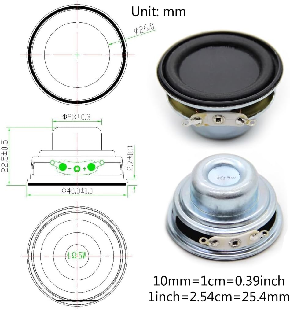 Reliable 40mm 1.5 inch Speaker Unit for Audio Box Modification Replacement