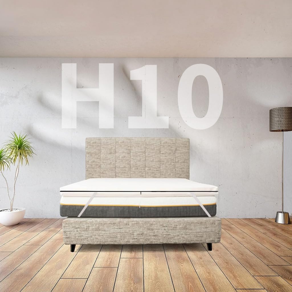 Comfy Line Topper Memory H10 cm muy suave y envolvente | Topper Memory también para pesos extra matrimoniales 175 x 195 cm | Topper de diseño americano desenfundable con elásticos para fijación -