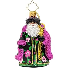 Christopher Radko Hand-Crafted European Glass Christmas Tree Decorative Ornament, Midnight Blossom St. Nick Gem