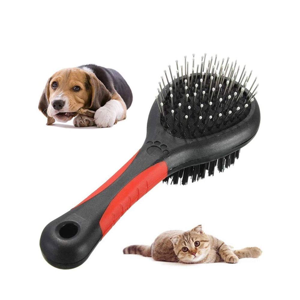 Hundebürste und Katzenbürste Haustierpflegekamm 2 Seiten Borsten und Stift für G und Kurzhaar Hund Entfernen von Haaren