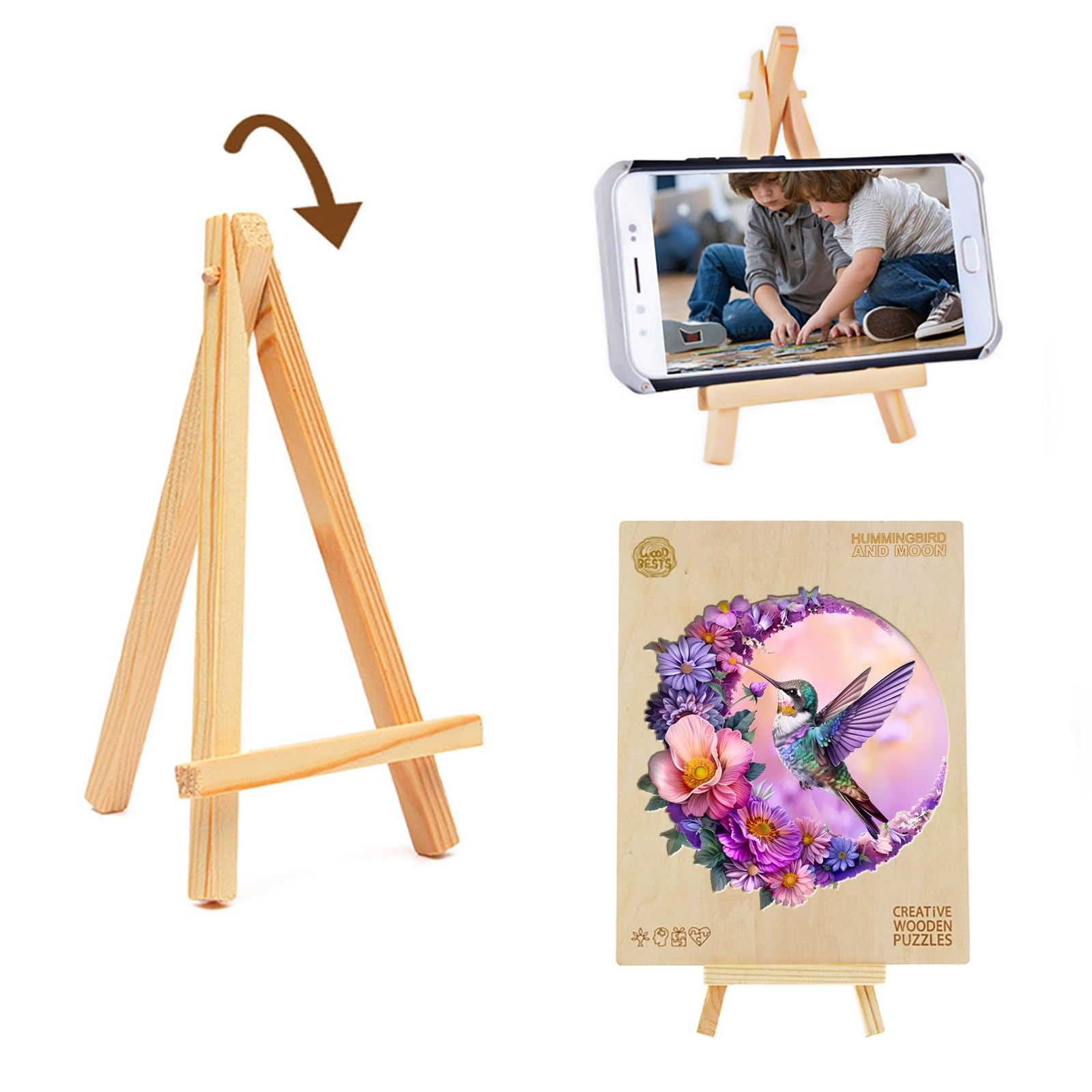 Jigfoxy Puzzle en Bois de Colibri pour Adultes et Enfants - Jouet Éducatif Unique en Forme d'Animal pour la Famille - L-34 x 32,6