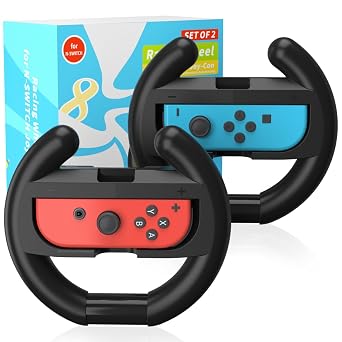 عجلة قيادة PURBHE Switch لجهاز Nintendo Switch، عجلة سباق للعب Mario Kart 8 Deluxe متوافقة مع JoyCon، ملحقات Nintendo Switch 1 هدية لجهاز Mario Kart - 2 حزمة من عجلات Switch