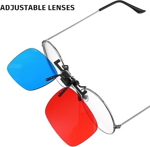 Miniatura 3 de Artibetter Anaglifo 3D con clip rojo y azul para películas, TV, juegos, ajuste universal, lentes de sol ligeros de 022 onzas, no necesita marco,