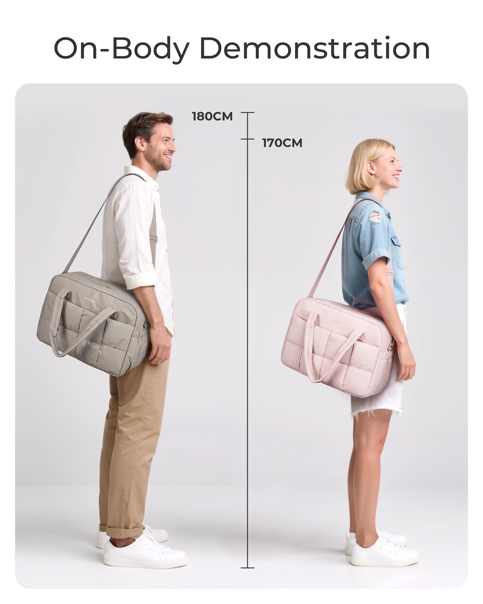 BAGSMART Sporttasche Damen, 24L Puffer Reisetasche für unterwegs mit Laptopfach, Wochenendtaschen für Damen, Handgepäck Reisetasche für persönliche Gegenstände, Kamel