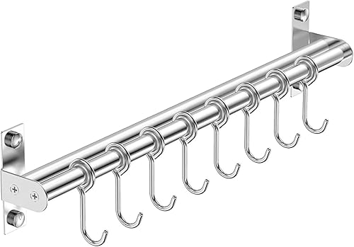 ASkinds Estante colgante para utensilios de acero inoxidable para colgar en la pared, soporte para tapa de olla, organizador de almacenamiento de
