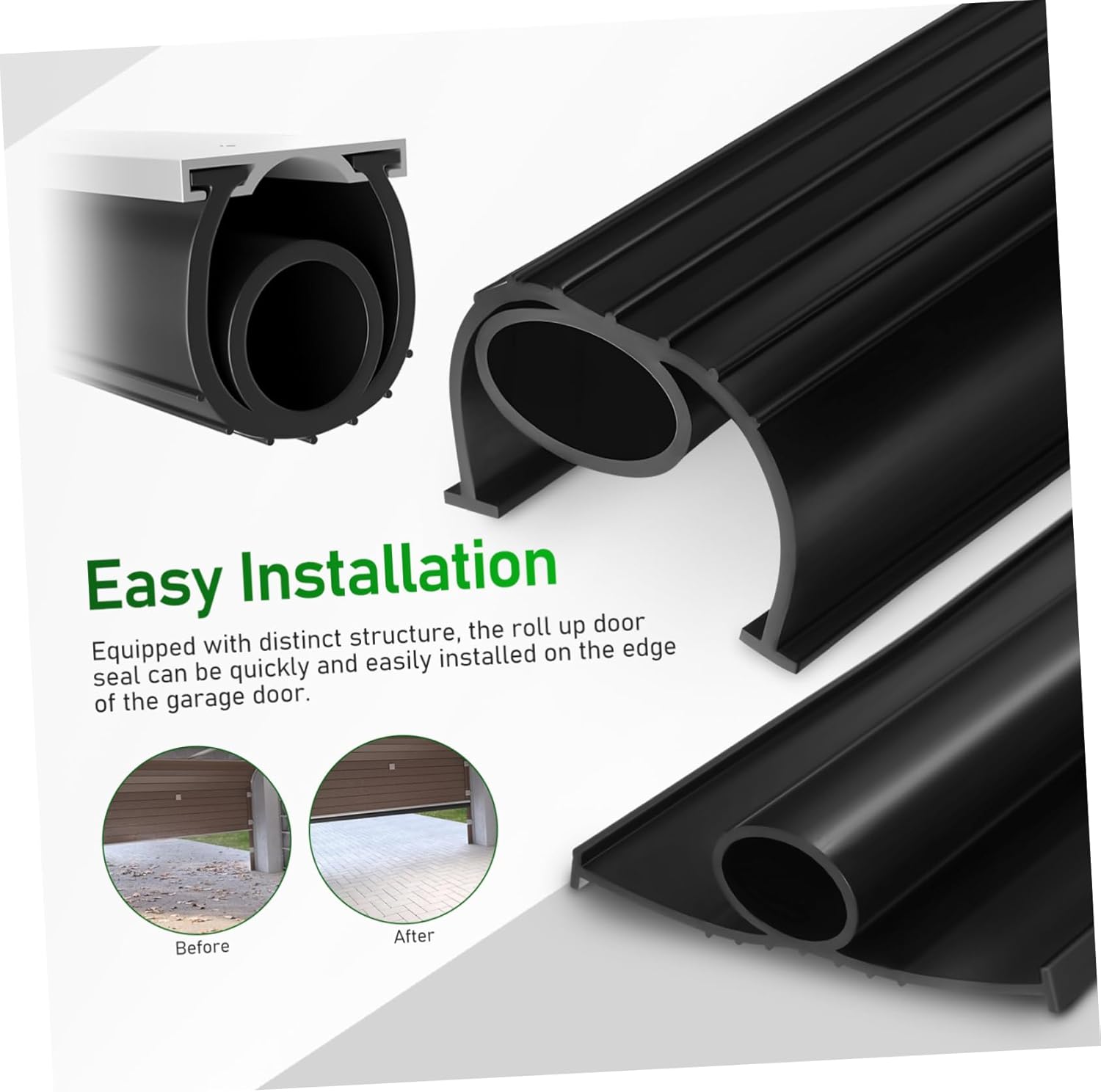 Universal EPDM Garage Door Bottom Seal Weatherproof Insulation Strip 16ft Roll for Garage Doors Extra Thick Gasket Kit to Block Drafts and Water