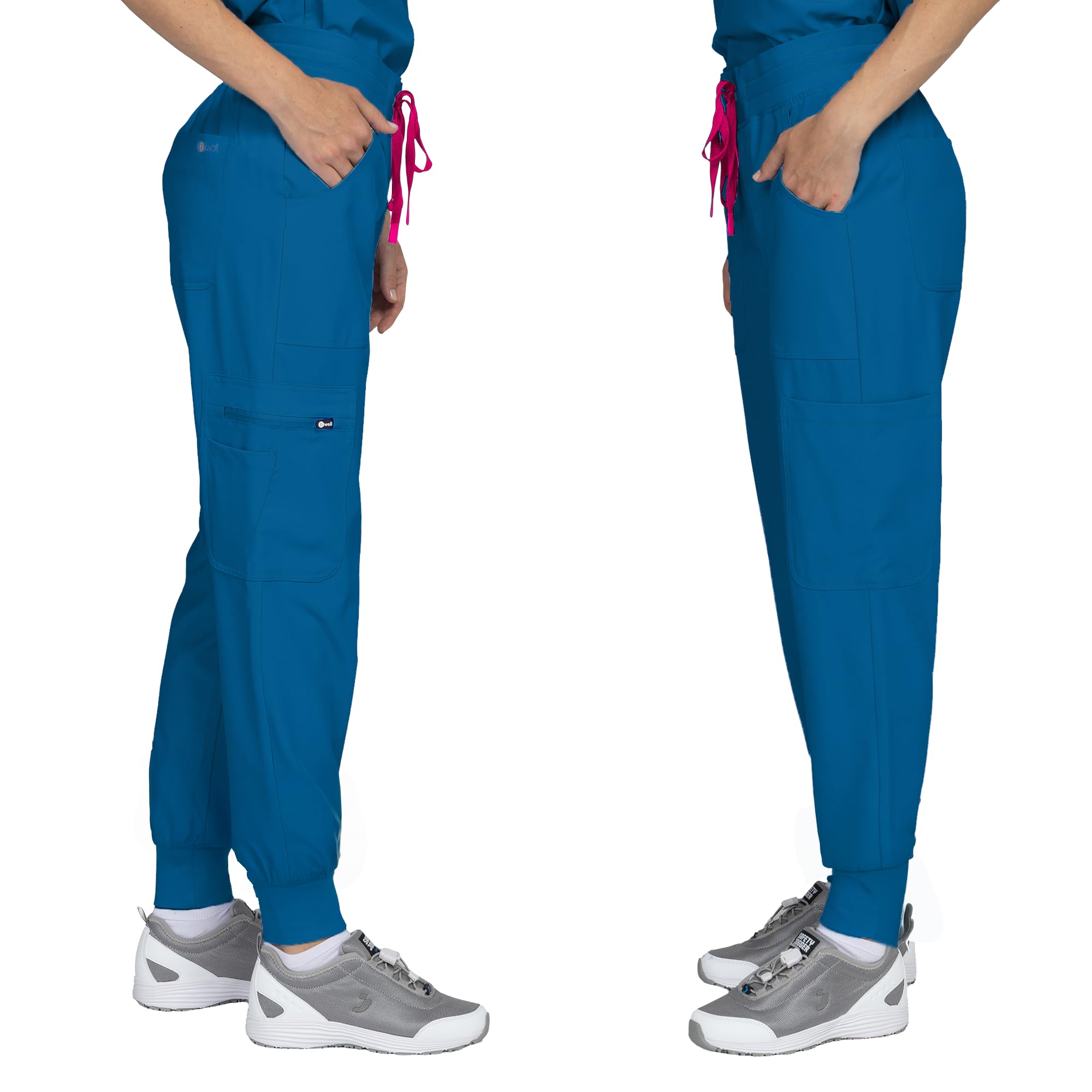 B-well NAOMI Divisa Sanitaria Donna Elastica | Uniforme Sanitaria Donna | Set con Casacca e Pantaloni Stile Jogger| Divise Sanitarie | con Spandex