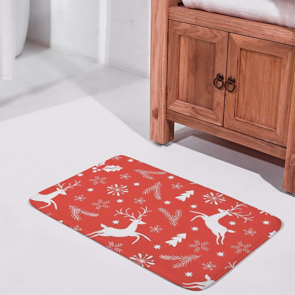 Paillasson Noël cerf rouge en velours 60x90cm antidérapant et absorbant pour entrée maison accueillante