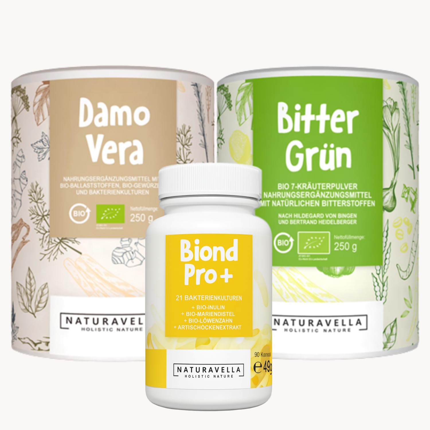 Juego de curso intestinal orgánico prémium de Naturavella® de expertos | 3 productos únicos perfectamente combinados como set a un precio ventajoso