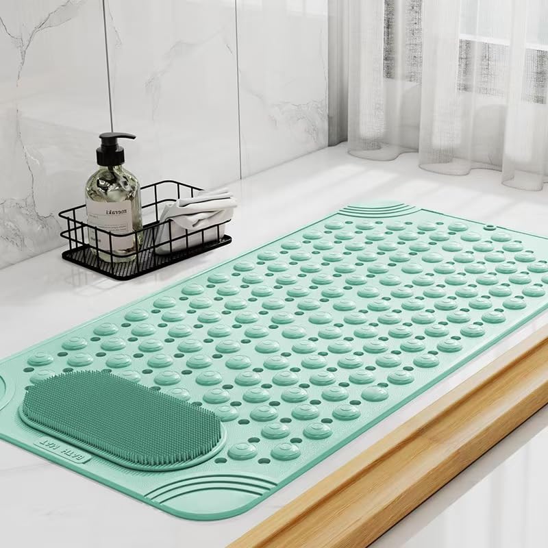 Tapis de bain antidérapant gris 60 x 90 cm avec ventouses