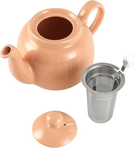 Miniatura 4 de London Pottery Tetera Farmhouse con infusor, cerámica, albaricoque, 2 tazas (20.3 fl oz)