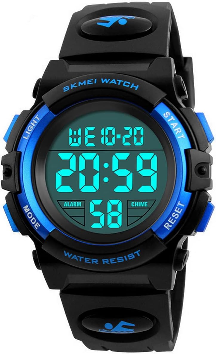 Kids Watch,Boys Watch for 6-15 Year Old Boys,Digital Sport Outdoor Multifunctional Chronograph LED 50 M Waterproof Alarm Calendar Analog Watch for Children with Silicone Band